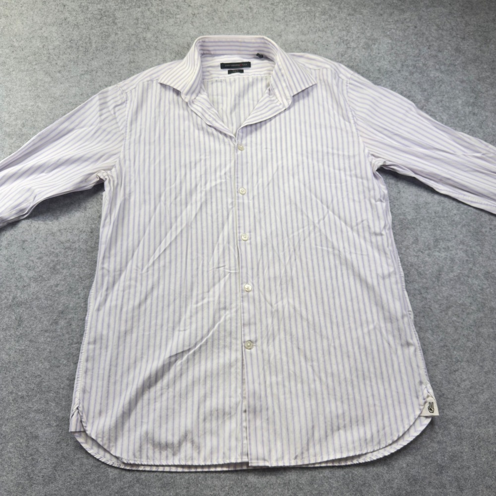John Varvatos USA Button Down Women 16 Purple Stripe Excellent Trim Fit Shirt